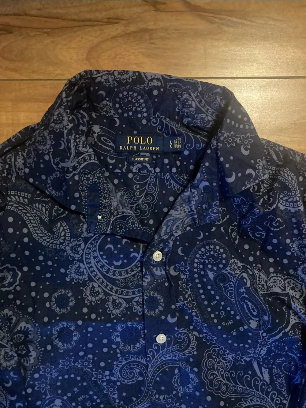 Polo Ralph Lauren Classic Fit Mens Large Navy Paisley Bandana Print Button Shirt